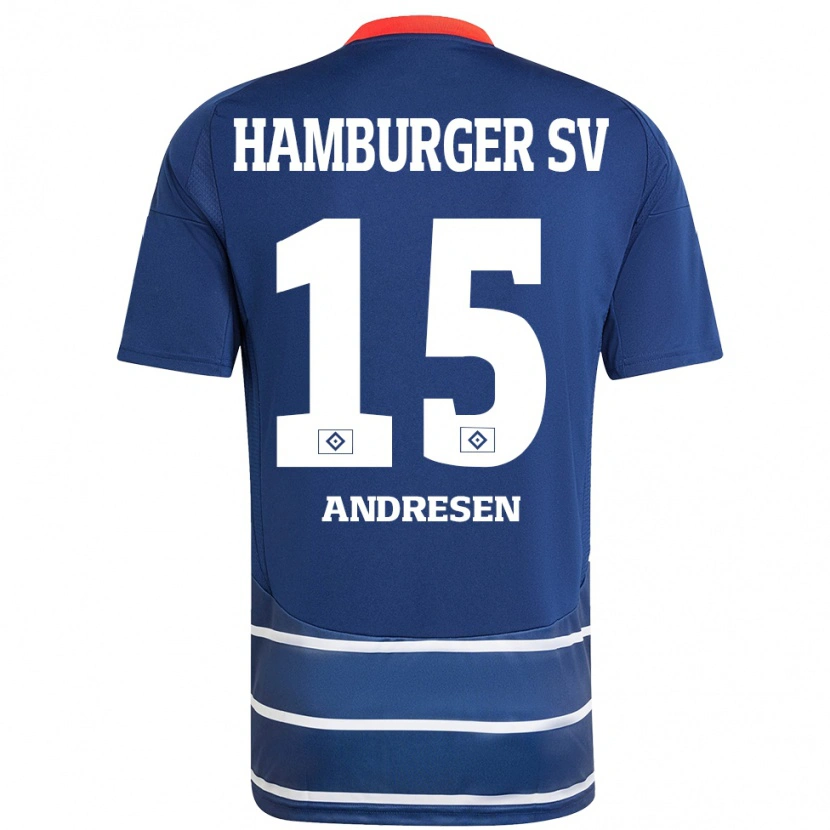 Danxen Mann Bent Andresen #15 Mørkeblått Bortetrøye Drakt Trøye 2024/25 Skjorter T-Skjorte