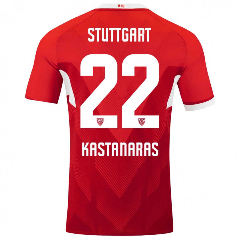Danxen Mann Thomas Kastanaras #22 Rød Hvit Bortetrøye Drakt Trøye 2024/25 Skjorter T-Skjorte