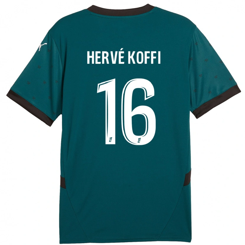 Danxen Mann Hervé Koffi #16 Mørkegrønn Bortetrøye Drakt Trøye 2024/25 Skjorter T-Skjorte