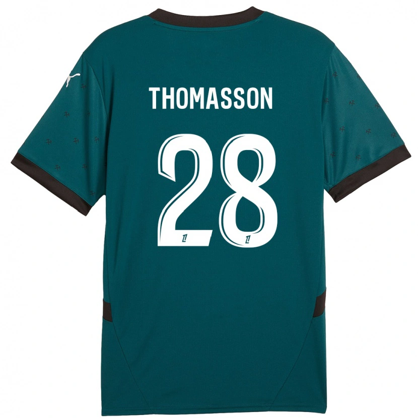 Danxen Mann Adrien Thomasson #28 Mørkegrønn Bortetrøye Drakt Trøye 2024/25 Skjorter T-Skjorte