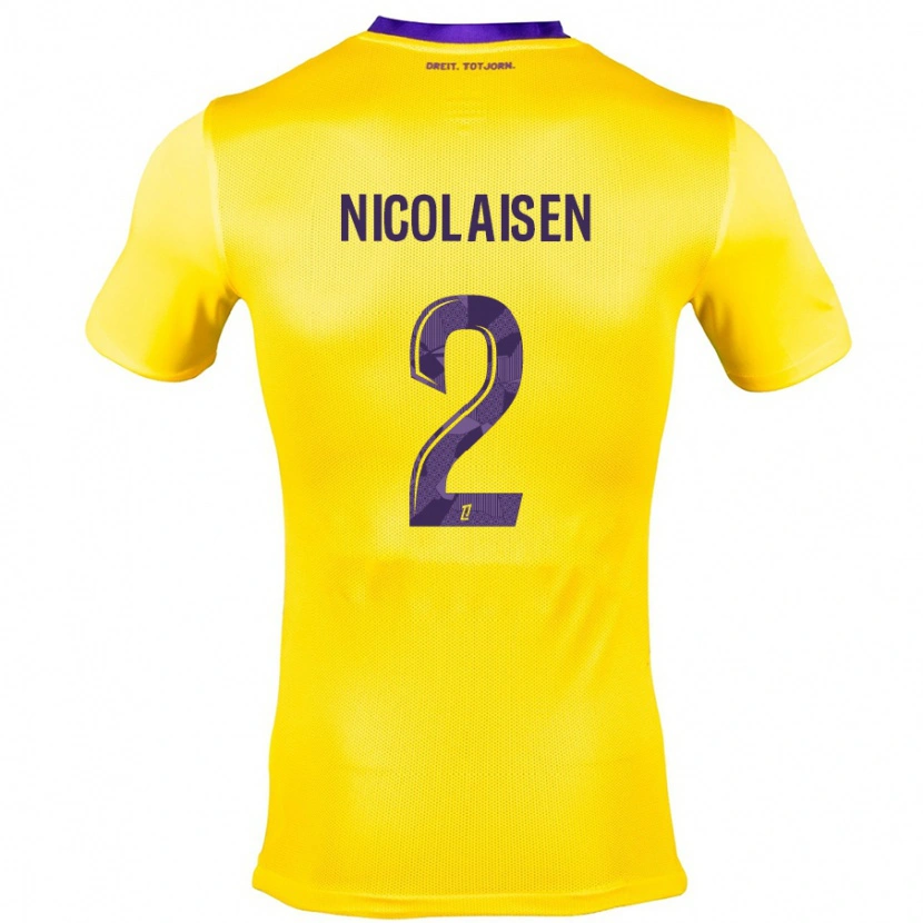 Danxen Mann Rasmus Nicolaisen #2 Gul Lilla Bortetrøye Drakt Trøye 2024/25 Skjorter T-Skjorte