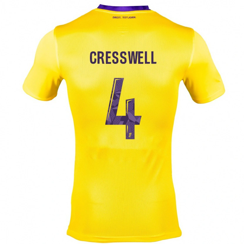 Danxen Mann Charlie Cresswell #4 Gul Lilla Bortetrøye Drakt Trøye 2024/25 Skjorter T-Skjorte