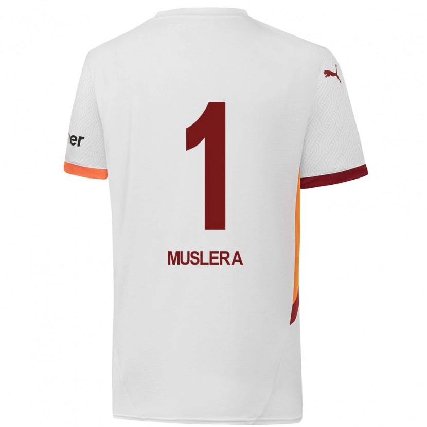 Danxen Mann Fernando Muslera #1 Hvit Gul Rød Bortetrøye Drakt Trøye 2024/25 Skjorter T-Skjorte