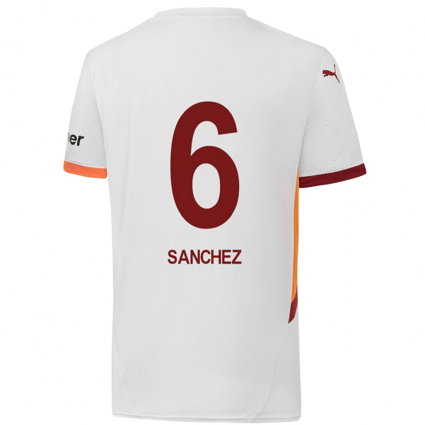Danxen Mann Davinson Sánchez #6 Hvit Gul Rød Bortetrøye Drakt Trøye 2024/25 Skjorter T-Skjorte
