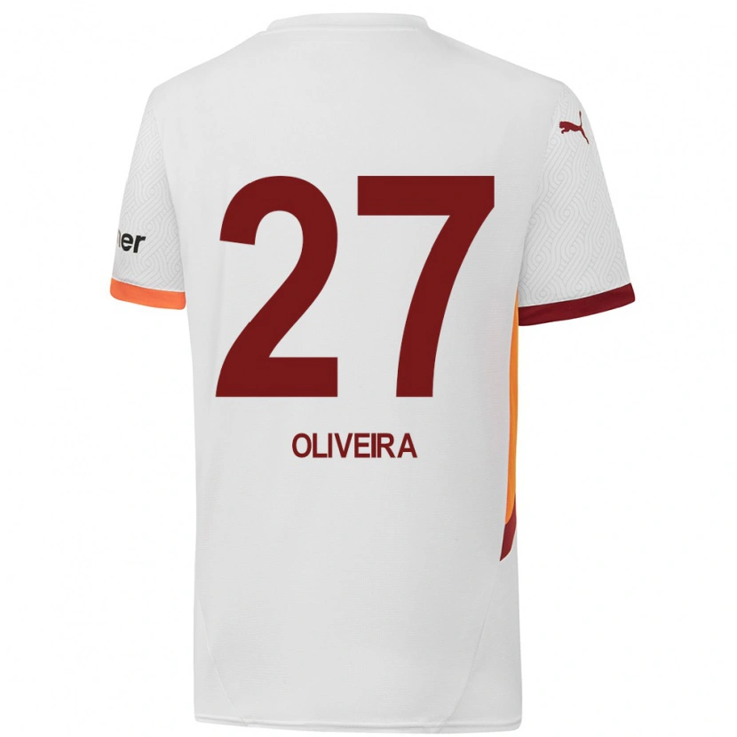 Danxen Mann Sérgio Oliveira #27 Hvit Gul Rød Bortetrøye Drakt Trøye 2024/25 Skjorter T-Skjorte