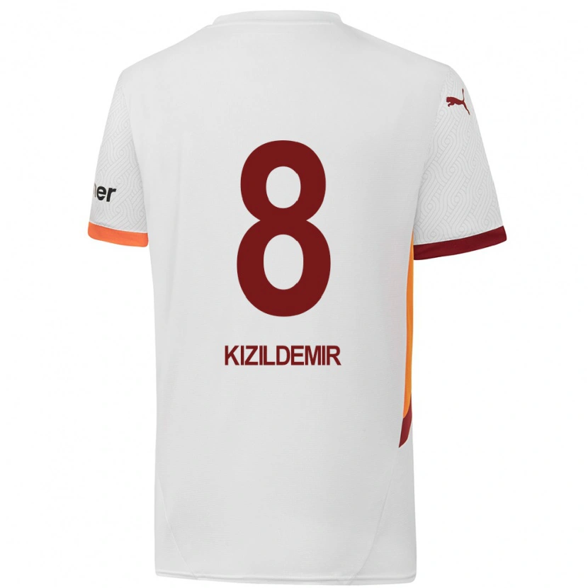Danxen Mann Berk Kızıldemir #8 Hvit Gul Rød Bortetrøye Drakt Trøye 2024/25 Skjorter T-Skjorte