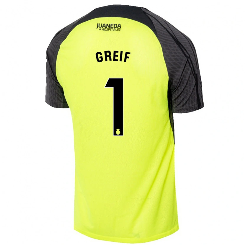 Danxen Mann Dominik Greif #1 Fluorescerende Grønn Svart Bortetrøye Drakt Trøye 2024/25 Skjorter T-Skjorte