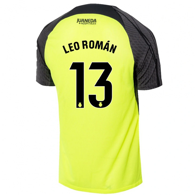 Danxen Mann Leo Román #13 Fluorescerende Grønn Svart Bortetrøye Drakt Trøye 2024/25 Skjorter T-Skjorte