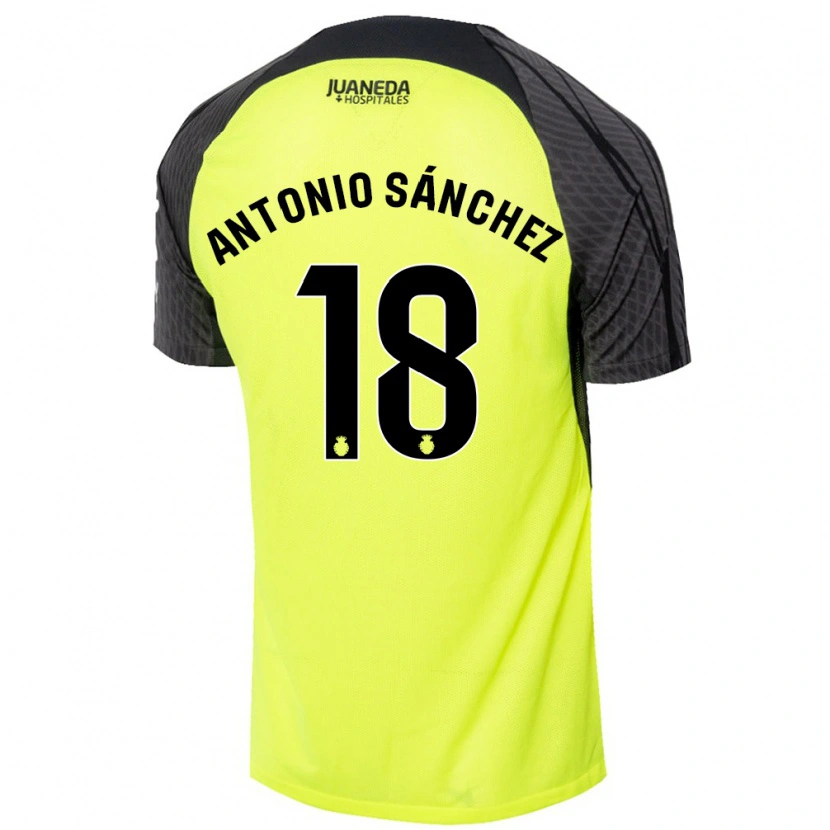Danxen Mann Antonio Sánchez #18 Fluorescerende Grønn Svart Bortetrøye Drakt Trøye 2024/25 Skjorter T-Skjorte