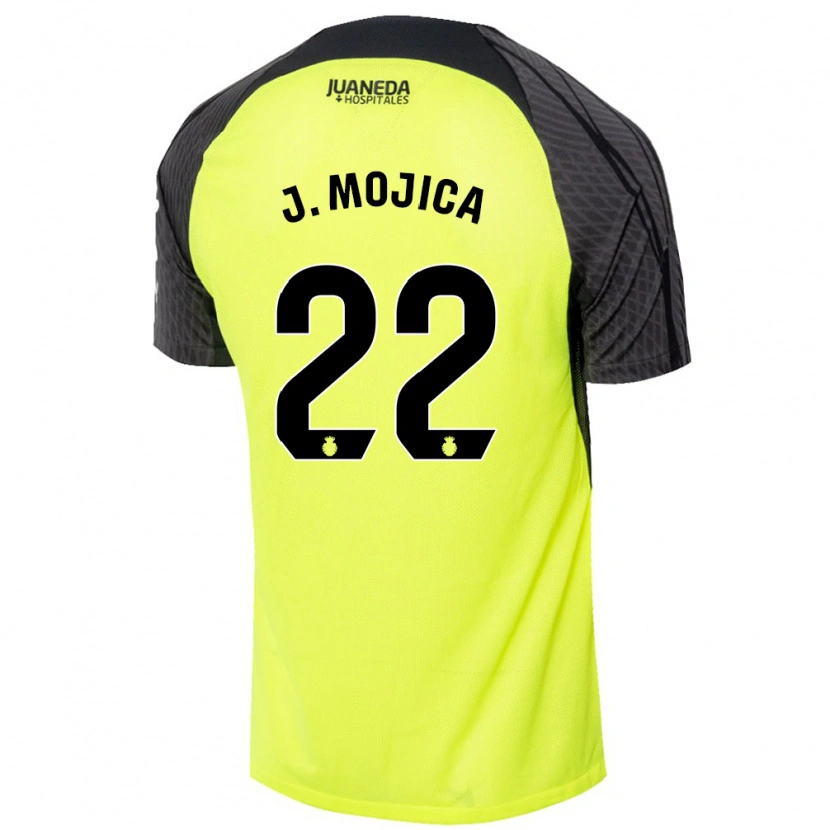 Danxen Mann Johan Mojica #22 Fluorescerende Grønn Svart Bortetrøye Drakt Trøye 2024/25 Skjorter T-Skjorte