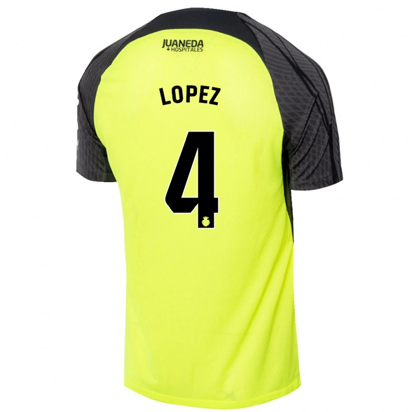 Danxen Mann David López #4 Fluorescerende Grønn Svart Bortetrøye Drakt Trøye 2024/25 Skjorter T-Skjorte