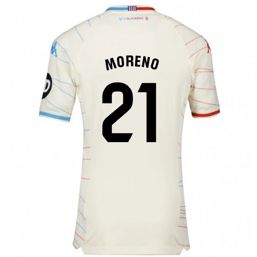 Danxen Mann Xavi Moreno #21 Hvit Rød Blå Bortetrøye Drakt Trøye 2024/25 Skjorter T-Skjorte