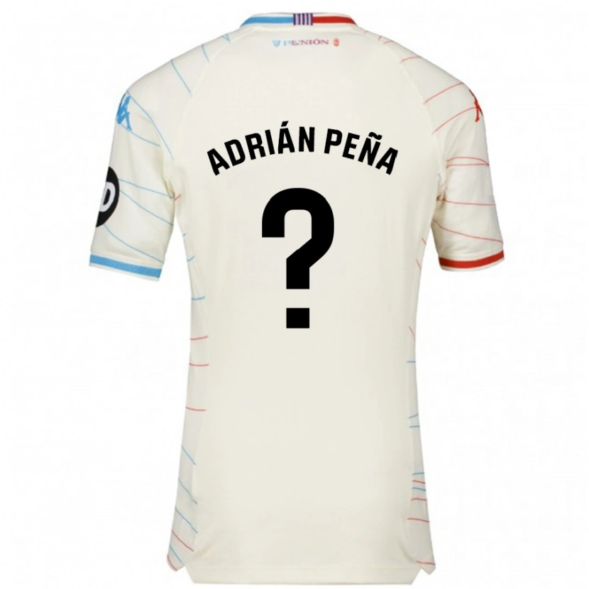 Danxen Mann Adrián Peña #0 Hvit Rød Blå Bortetrøye Drakt Trøye 2024/25 Skjorter T-Skjorte