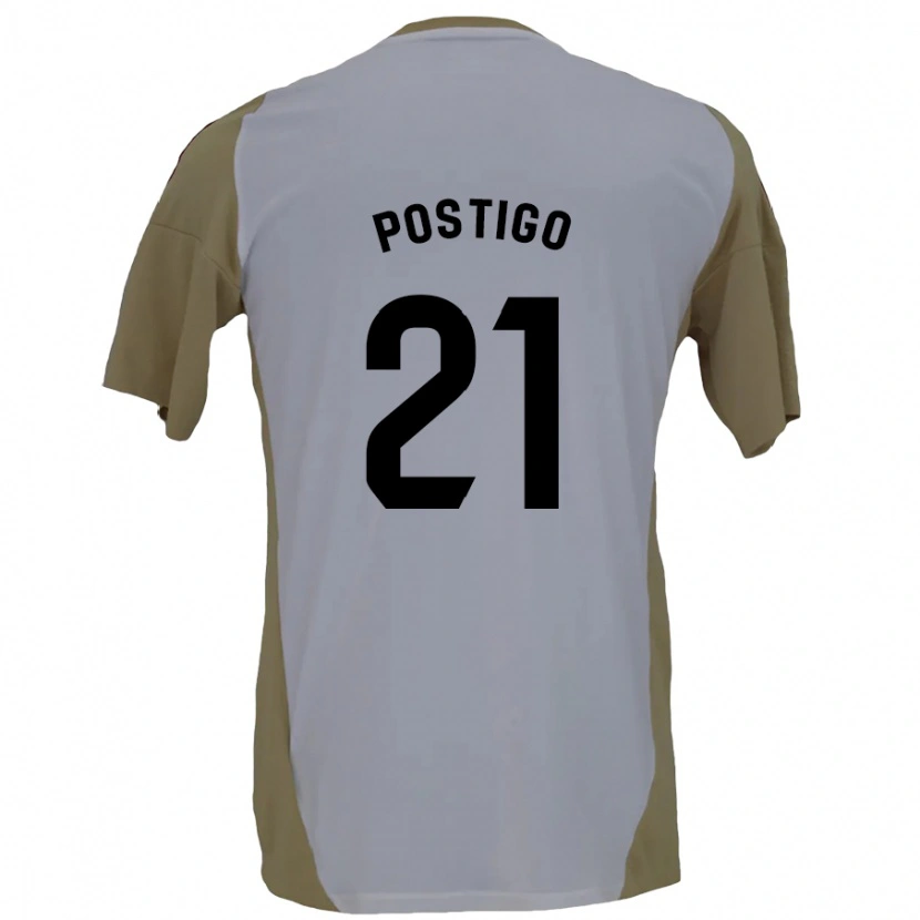 Danxen Mann Sergio Postigo #21 Brun Hvit Bortetrøye Drakt Trøye 2024/25 Skjorter T-Skjorte