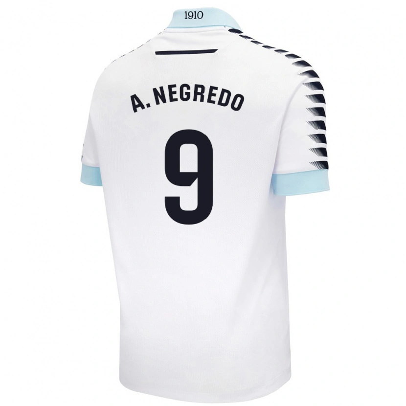 Danxen Mann Álvaro Negredo #9 Hvit Blå Bortetrøye Drakt Trøye 2024/25 Skjorter T-Skjorte