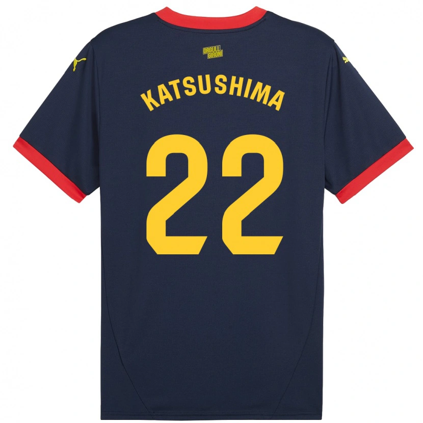 Danxen Mann Shinnosuke Katsushima #22 Marine Rød Bortetrøye Drakt Trøye 2024/25 Skjorter T-Skjorte