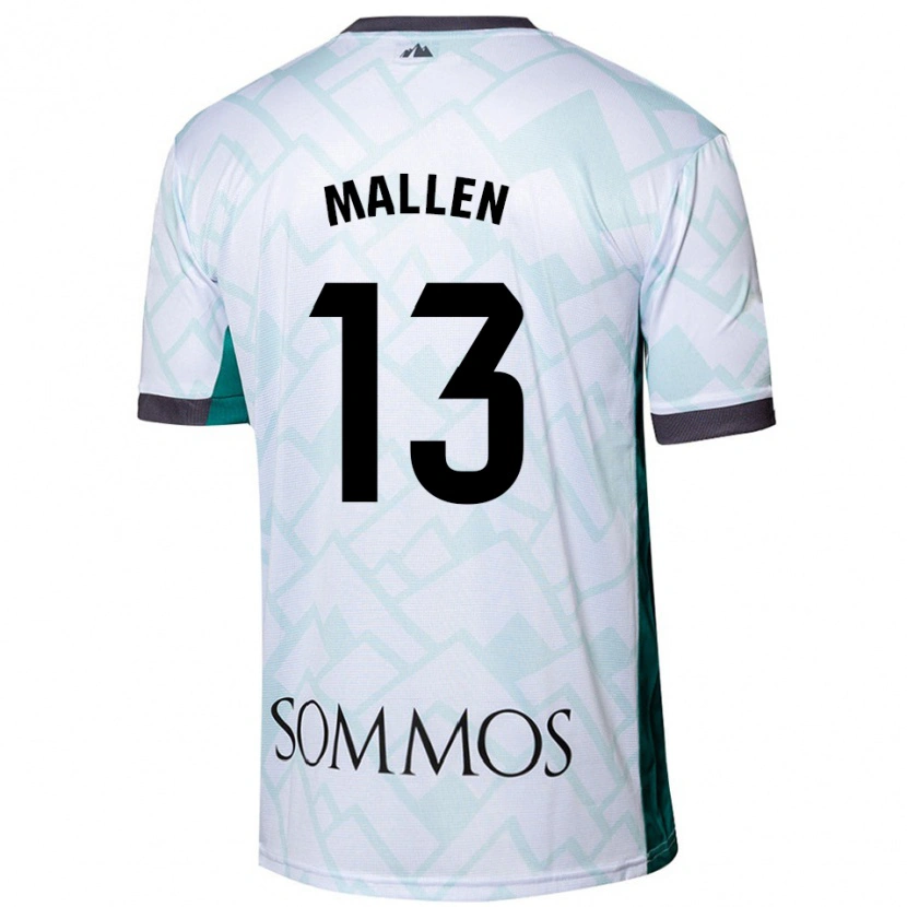 Danxen Mann Lucía Mallén #13 Hvit Grønn Bortetrøye Drakt Trøye 2024/25 Skjorter T-Skjorte