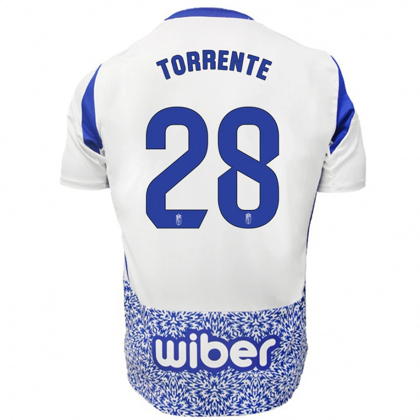 Danxen Mann Raúl Torrente #28 Hvit Blå Bortetrøye Drakt Trøye 2024/25 Skjorter T-Skjorte