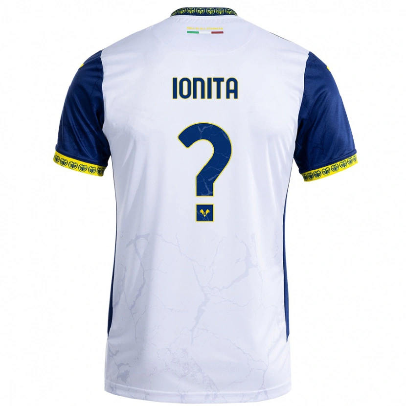 Danxen Mann Alexandru Ioniță #0 Hvit Blå Bortetrøye Drakt Trøye 2024/25 Skjorter T-Skjorte