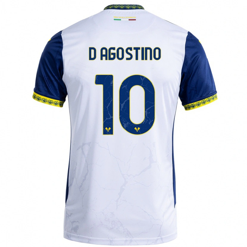 Danxen Mann Samuele D'agostino #10 Hvit Blå Bortetrøye Drakt Trøye 2024/25 Skjorter T-Skjorte