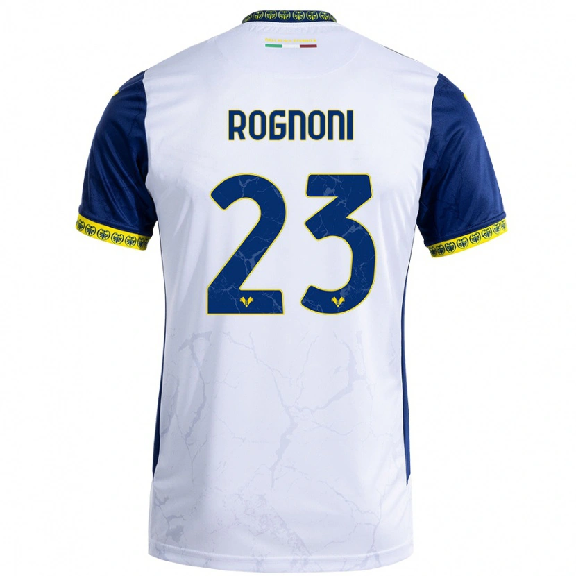 Danxen Mann Alessia Rognoni #23 Hvit Blå Bortetrøye Drakt Trøye 2024/25 Skjorter T-Skjorte