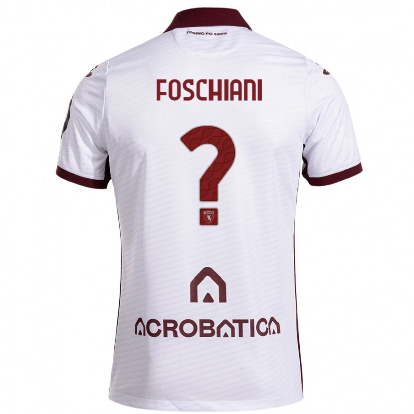 Danxen Mann Francesco Foschiani #0 Hvit Rødbrun Bortetrøye Drakt Trøye 2024/25 Skjorter T-Skjorte