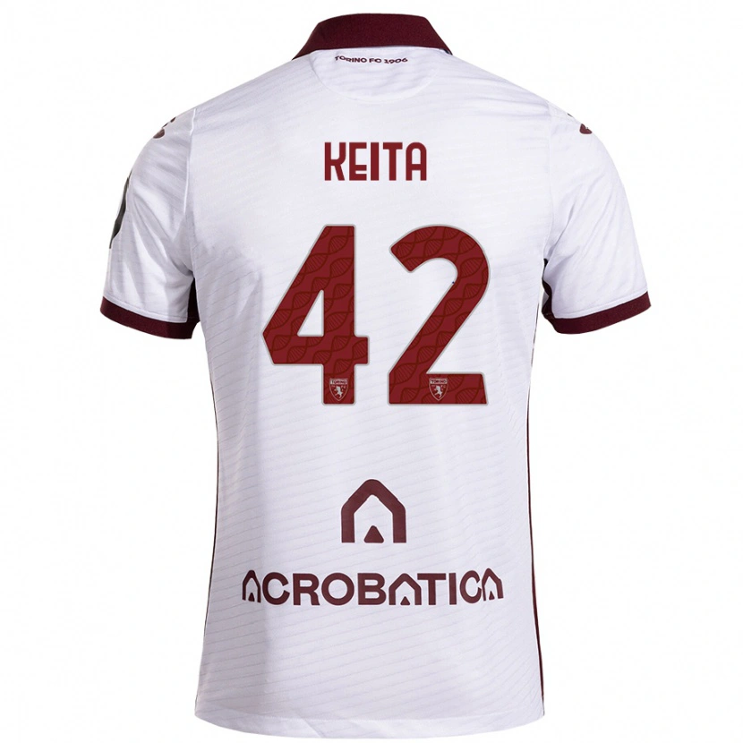 Danxen Mann Karamoko Keita #42 Hvit Rødbrun Bortetrøye Drakt Trøye 2024/25 Skjorter T-Skjorte