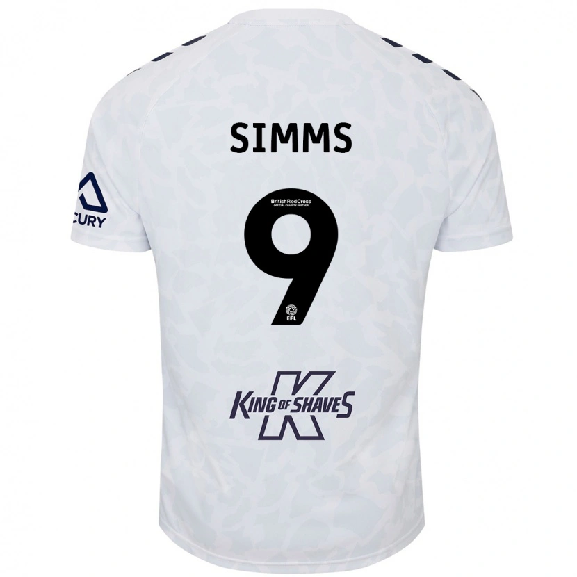 Danxen Mann Ellis Simms #9 Hvit Bortetrøye Drakt Trøye 2024/25 Skjorter T-Skjorte