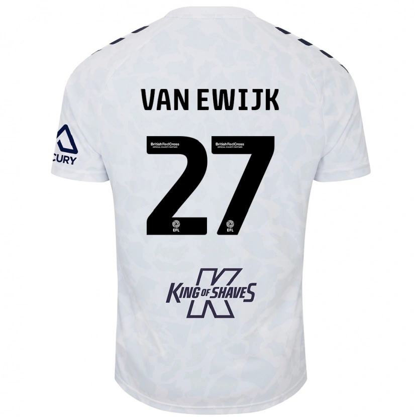 Danxen Mann Milan Van Ewijk #27 Hvit Bortetrøye Drakt Trøye 2024/25 Skjorter T-Skjorte