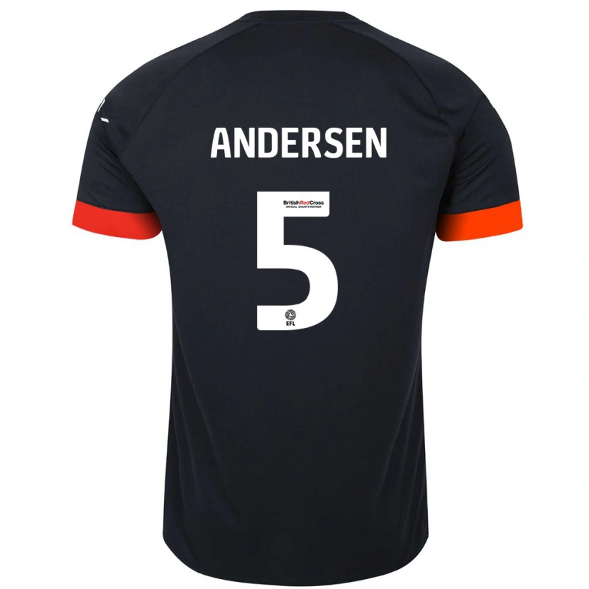 Danxen Mann Mads Andersen #5 Svart Oransje Bortetrøye Drakt Trøye 2024/25 Skjorter T-Skjorte