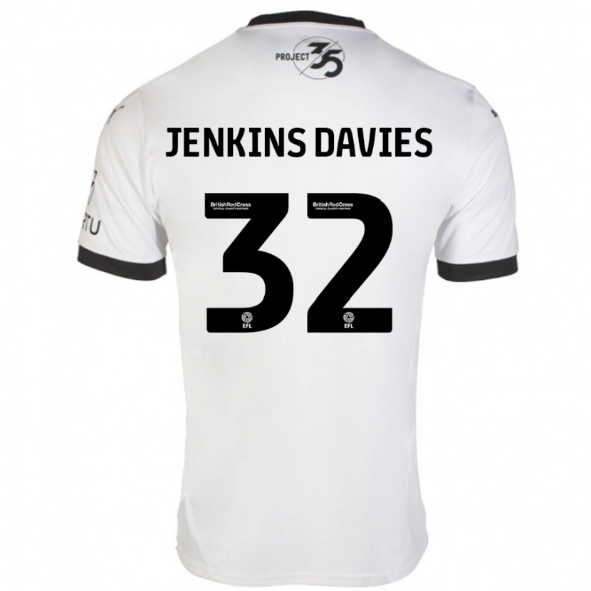 Danxen Mann Will Jenkins-Davies #32 Hvit Svart Bortetrøye Drakt Trøye 2024/25 Skjorter T-Skjorte