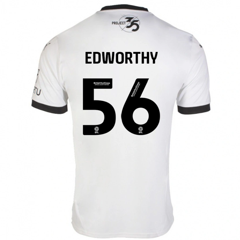 Danxen Mann Kieran Edworthy #56 Hvit Svart Bortetrøye Drakt Trøye 2024/25 Skjorter T-Skjorte