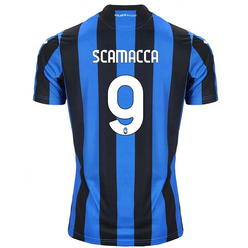 Danxen Dame Gianluca Scamacca #9 Blå Svart Hjemmetrøye Drakt Trøye 2024/25 Skjorter T-Skjorte