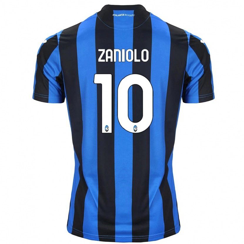 Danxen Dame Nicolò Zaniolo #10 Blå Svart Hjemmetrøye Drakt Trøye 2024/25 Skjorter T-Skjorte