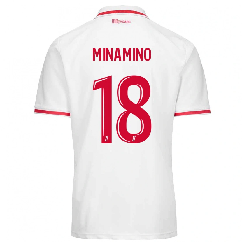 Danxen Dame Takumi Minamino #18 Hvit Rød Hjemmetrøye Drakt Trøye 2024/25 Skjorter T-Skjorte