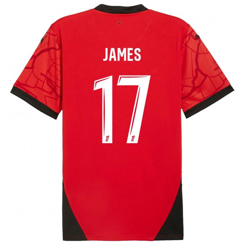 Danxen Dame Jordan James #17 Rød Svart Hjemmetrøye Drakt Trøye 2024/25 Skjorter T-Skjorte