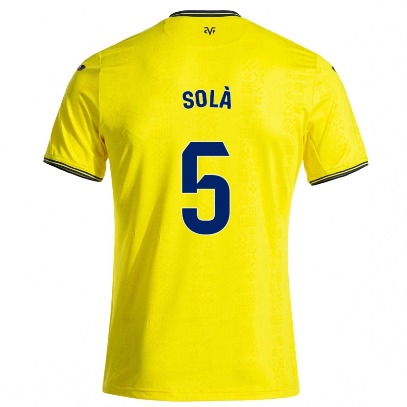 Danxen Dame Arnau Solà #5 Gul Svart Hjemmetrøye Drakt Trøye 2024/25 Skjorter T-Skjorte