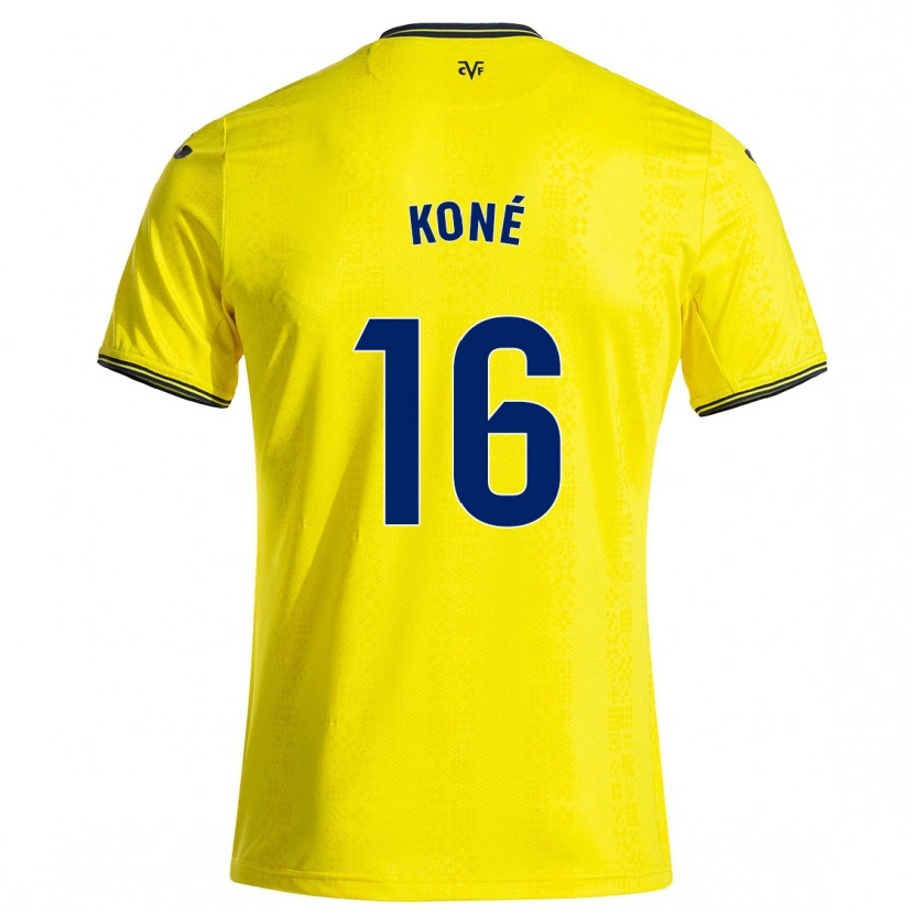 Danxen Dame Ayouba Koné #16 Gul Svart Hjemmetrøye Drakt Trøye 2024/25 Skjorter T-Skjorte