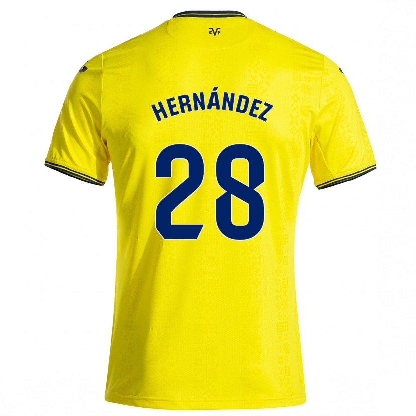 Danxen Dame Gerard Hernández #28 Gul Svart Hjemmetrøye Drakt Trøye 2024/25 Skjorter T-Skjorte