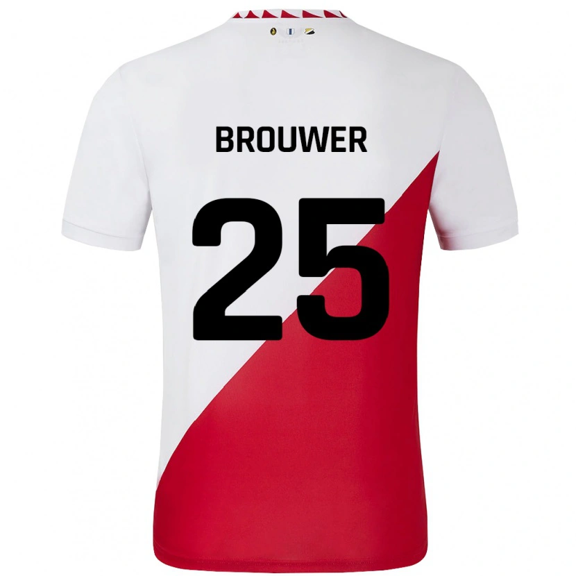 Danxen Dame Michael Brouwer #25 Hvit Rød Hjemmetrøye Drakt Trøye 2024/25 Skjorter T-Skjorte
