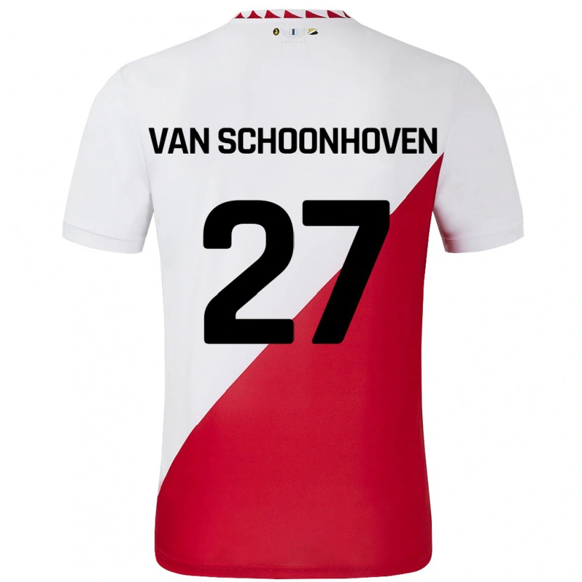 Danxen Dame Nurija Van Schoonhoven #27 Hvit Rød Hjemmetrøye Drakt Trøye 2024/25 Skjorter T-Skjorte