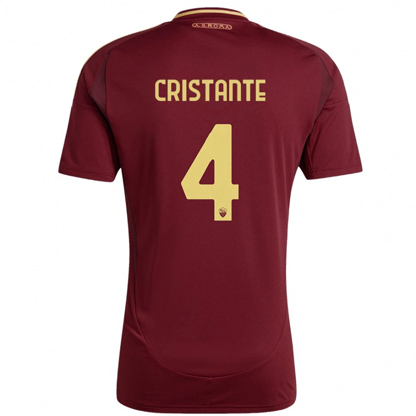 Danxen Dame Bryan Cristante #4 Rødt Brunt Gull Hjemmetrøye Drakt Trøye 2024/25 Skjorter T-Skjorte