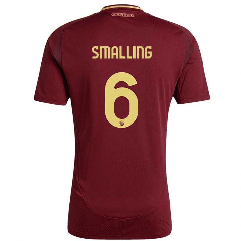Danxen Dame Chris Smalling #6 Rødt Brunt Gull Hjemmetrøye Drakt Trøye 2024/25 Skjorter T-Skjorte