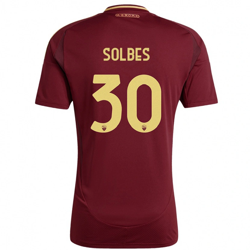 Danxen Dame Ricardo Solbes #30 Rødt Brunt Gull Hjemmetrøye Drakt Trøye 2024/25 Skjorter T-Skjorte