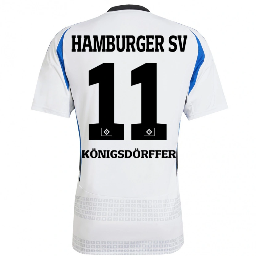 Danxen Dame Ransford Königsdörffer #11 Hvit Blå Hjemmetrøye Drakt Trøye 2024/25 Skjorter T-Skjorte
