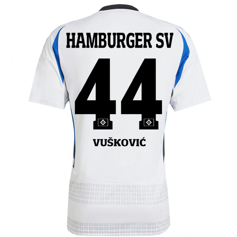 Danxen Dame Mario Vuskovic #44 Hvit Blå Hjemmetrøye Drakt Trøye 2024/25 Skjorter T-Skjorte
