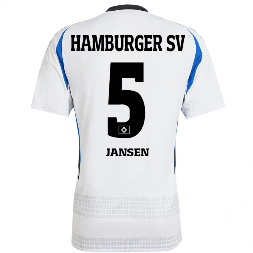 Danxen Dame Marcell Jansen #5 Hvit Blå Hjemmetrøye Drakt Trøye 2024/25 Skjorter T-Skjorte