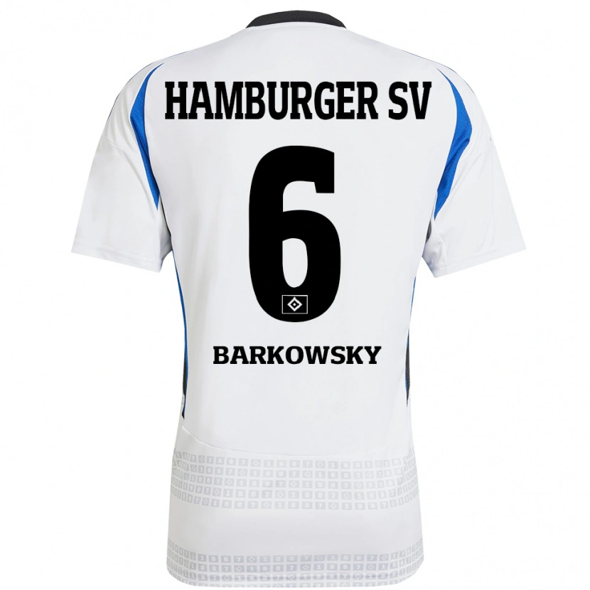 Danxen Dame Finn Barkowsky #6 Hvit Blå Hjemmetrøye Drakt Trøye 2024/25 Skjorter T-Skjorte