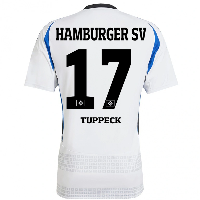 Danxen Dame Niklas Tuppeck #17 Hvit Blå Hjemmetrøye Drakt Trøye 2024/25 Skjorter T-Skjorte