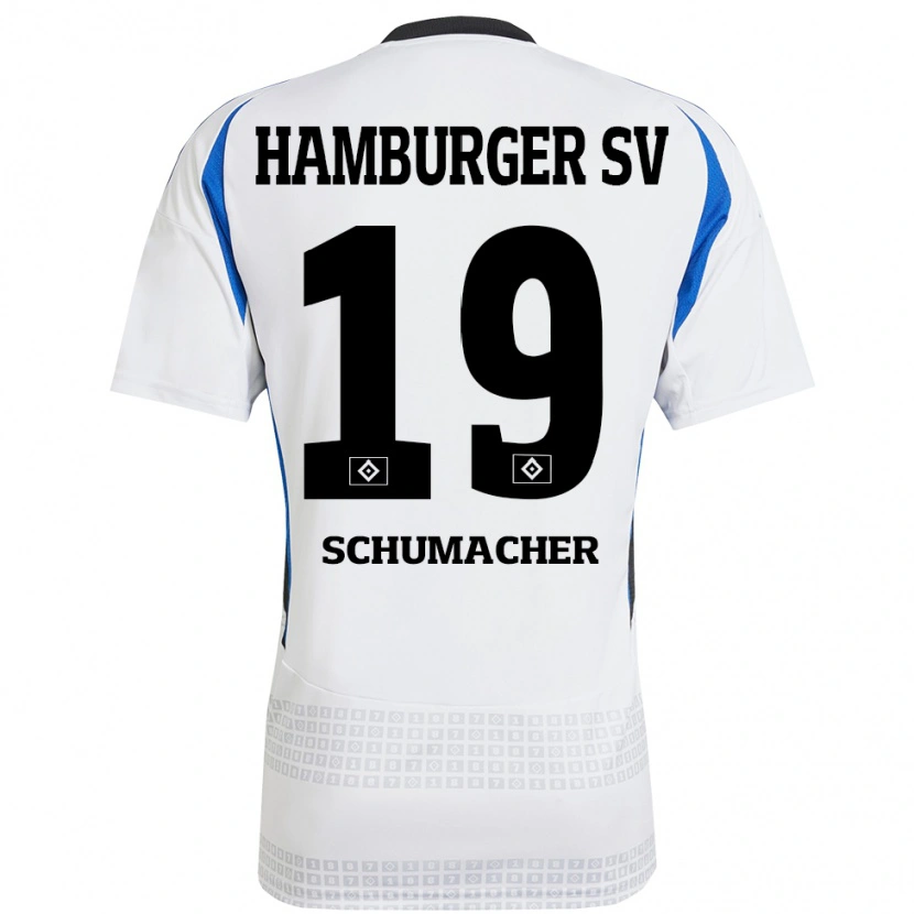 Danxen Dame Lukas Schumacher #19 Hvit Blå Hjemmetrøye Drakt Trøye 2024/25 Skjorter T-Skjorte